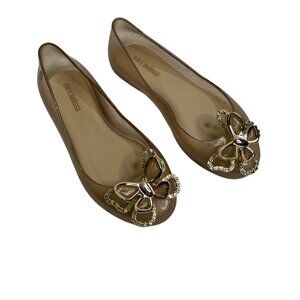 Mini Melissa Kids Gold Glitter Butterfly Flats girls 11